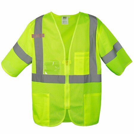 CORDOVA COR-BRITE Class 3 Vests, Lime Polyester Mesh Fabric, L V3001L